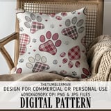 Digital Pattern, Digital Bundle, Dog Paw Print, Plaid, Heart, Seamless Pattern, Dog Lover, Fabric Design, Digital Download, Commercial Use thumbnail 5