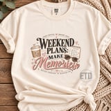 Weekend Plans Make Memories PNG, Coffee Lover Retro Weekend Vibes Clipart, Inspiring Quote Summer Travel Graphic thumbnail 7