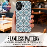 Blue Floral Tile Digital Art thumbnail 1