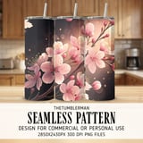 Cherry Blossom Tumbler Design, Floral Tumbler Png, Watercolor Flowers Digital Paper, Junk Journal Pages, Pink Floral Background, Digital thumbnail 2