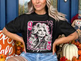 Queen of Hearts Shirt, Pink Western Graphic Tee, Retro Country Glam Comfort Colors T-Shirt thumbnail 3