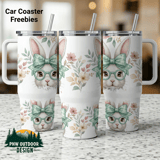 Bunny 40oz Tumbler Wrap, Digital Easter Design, Seamless Distressed Tapered, Rabbit Tumbler Sublimation, Cute Animal Design Digital thumbnail 1