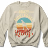 Pickleball Gildan Crewneck Sweatshirt, Crazy Pickleball Lady, Court Warm Up Retro Sunset Pullover Top thumbnail 6