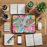 Vibrant Tropical Floral Laptop Sleeve, Preppy Bright Flower Accessory Pouch, Colorful Botanical Tablet Case Gift thumbnail 8