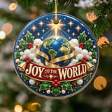 Joy to the World Ornament, Christian Christmas Tree Decor, Religious Holiday Keepsake, Bethlehem Star Earth Globe Faith Gift for Family thumbnail 2