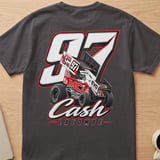 Sprint Car Racing T-Shirt | 97 Cash LaCombe Dirt Track Motorsports Fan Graphic Tee | Bold Race Day Gift for Him thumbnail 3