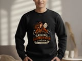 Sailing Halloween Witch At The Helm Crewneck Sweatshirts Nautical Ocean Ship Wheel Graphic thumbnail 11