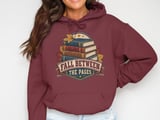 Fall Between The Pages Sweatshirt, Vintage Bookish Hoodie, Cozy Autumn Book Lover Tote Bag, Cute Librarian English Teacher Gift Apparel thumbnail 9