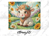 Cute Cow 20oz Tumbler Wrap, Seamless Tumbler Design, Highland Cow Tumbler, Floral Tumbler Wrap, Sublimation Design thumbnail 5