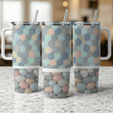 40oz Tumbler Sublimation Wrap, Seamless Distressed Tapered, Pastel Pebbles, Digital Download, Patterned Tumbler Design, Tumbler Template thumbnail 3