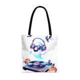 Halloween Tote Bag, Ghost DJ, Spooky Music, Bats, Pumpkins, Cute Halloween, Vinyl Record Player, Party Bag, Trick or Treat, Fall Decor thumbnail 3