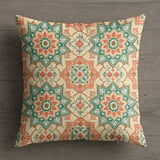 Boho Moroccan Pattern Pillow Cover, Mediterranean Decor Cushion Case, Faux Gold Print Geometric Design Accent Pillow thumbnail 9