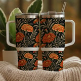 Marigold Tumbler Design, Floral Digital Paper, Printable Flower Tumbler PNG, Scrapbook Paper, Watercolor Flower Background, Digital Download thumbnail 9