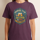 Drinking Team T-Shirt, Funny Beer Lover Gift, 'The Liver Is Evil' Punished Liver Graphic Tee, Bar Humor College Party Shirt for Him thumbnail 7