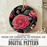 Camellia Flower Tumbler Digital Design, Pink Floral PNG, Watercolor Flowers Background, Junk Journal Paper, Scrapbooking, Tumbler Digital thumbnail 3