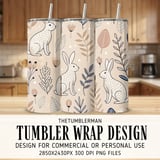 Digital Rabbit Pattern, Floral Bunny Art, Digital Bundle, Cute Hare Design, Whimsical Animal Print, Commercial Use Pattern, Digital Paper thumbnail 2