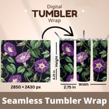 Purple Morning Glory Tumbler Design, Watercolor Flower Digital Paper, Floral Junk Journal, Printable Tumbler PNG, Digital Scrapbook thumbnail 7