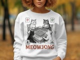 Vintage Meowjong Cat Art Print, Funny Mahjong Cats Wall Decor, Quirky Board Game Poster, Cute Retro Game Night Gift for Cat Lovers thumbnail 4