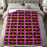 Spooky Bat Plaid Halloween Velveteen Blanket, Purple Orange Grunge Goth Cozy Woven Blanket & Throw Pillows, Fall Decor Gift thumbnail 6