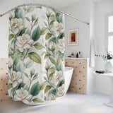 Gardenia Bloom Watercolor Shower Curtain thumbnail 2