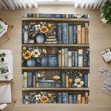 Bookshelf Throw Blanket and Pillow:  Cozy Floral Blanket,  Bookish Gift Decorative Pillow thumbnail 10