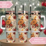 Floral Tumbler Design, Digital Download, Watercolor Flowers, Fall Tumbler Wrap, Junk Journal Paper, Printable Tumbler Png, Scrapbooking thumbnail 8