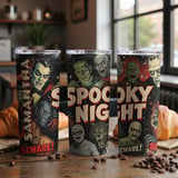 Personalized Halloween Tumbler, Spooky Night Design, Monster Tumbler, Dracula, Frankenstein, Werewolf, Mummy, Halloween Gift, Name Tumbler thumbnail 5
