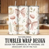 Digital Pattern Bundle, Watercolor Bows, Coffee Cups, Macarons, Floral Design, Digital Paper Pack, Scrapbooking, Commercial Use Digital thumbnail 2