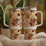 Autumn Flowers Tumbler Design, Digital Download, Fall Floral PNG, Junk Journal Paper, Watercolor Backgrounds, Scrapbooking Paper thumbnail 9