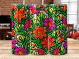 20oz Skinny Tumbler Sublimation Design, Vibrant Lily Floral Tumbler Wrap PNG Digital Download, Seamless Tropical Flower Pattern Craft thumbnail 8