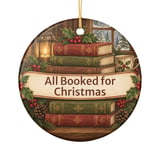 All Booked for Christmas Ornament, Book Lover Christmas Ornament, Bookish Holiday Decor, Cozy Reader Gift, Librarian Book Club Gift thumbnail 3