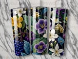 Dark Floral Tumbler Wrap Digital PNG 20oz Skinny Sublimation Design File. Seamless Botanical Elegant Flower Pattern Instant Download. thumbnail 7