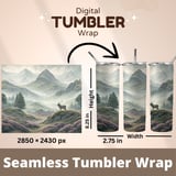 Misty Highlands Stag Landscape Digital Size Bundle Png thumbnail 7