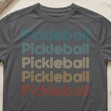 Pickleball Sport-Tek Performance Tee, Pickleball Multi-Color Retro Stripe Text Graphic, Court Apparel thumbnail 8
