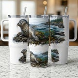 Coastal Seal Tumbler Wrap Digital Design 40oz | Ocean Lighthouse Beach Tumbler PNG Sublimation File | Marine Life Tumbler Art for Sea Lovers thumbnail 5