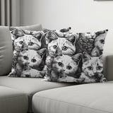Cat Faces Tote Bags, Cute Kitten Throw Pillow, Funny Cat Pattern iPhone Case, Animal Lover Gift, Cat Mom Present, Black and White Art thumbnail 7
