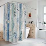 Coastal Serenity Watercolor Shower Curtain thumbnail 2