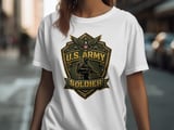 US Army Soldier Military Emblem T-Shirt, Patriotic American Flag Veteran Gift Tee, Armed Forces Support Shirt for Men thumbnail 7