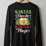 Pickleball Sport-Tek Long Sleeve Tee, Santas Favorite Pickleball Player, Sun Shield Shirt thumbnail 1
