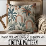 Digital Pattern, Palm Tree Pattern, Floral Pattern, Tropical, Digital Bundle, Commercial Use, Digital Paper, Graphic Design, Wall Art Design thumbnail 5