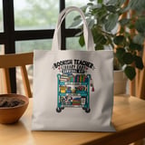 Bookish Teacher Library Cart Tote Bag thumbnail 1