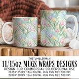 Digital Bundle Pattern, Floral Digital Paper, Seamless Floral Pattern, Watercolor Flower Pattern, Tulips, Daisies Digital, Commercial Use thumbnail 4