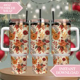 Autumn Flowers Tumbler Design, Digital Download, Fall Floral PNG, Junk Journal Paper, Watercolor Backgrounds, Scrapbooking Paper thumbnail 8