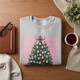 Merry Mahjong Christmas Tree Print, Chinoiserie Preppy Holiday Decor, Pink Bow Game Night Art, Grandmillennial Winter Gift For Mahjong Lover thumbnail 11
