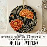 Marigold Tumbler Design, Floral Digital Paper, Printable Flower Tumbler PNG, Scrapbook Paper, Watercolor Flower Background, Digital Download thumbnail 3