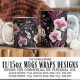 Pink Orchid Tumbler Design, Floral Digital Paper Pack, Watercolor Flower Background, Printable Junk Journal, Scrapbooking Paper Digital thumbnail 4