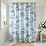Watercolor Leaping Dolphin Shower Curtain thumbnail 1