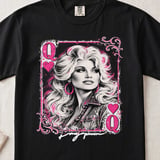 Queen of Hearts Shirt, Pink Western Graphic Tee, Retro Country Glam Comfort Colors T-Shirt thumbnail 1