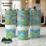 40oz Tumbler Sublimation Wrap, Seamless Distressed Tapered Digital Download, Liquid Waves Pattern, Green Blue Abstract Digital thumbnail 1