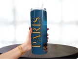 Paris Eiffel Tower 20oz Tumbler Wrap, City of Lights, Lightning Storm Design, Full Wrap Seamless Tumbler Wrap Design, Tumbler Sublimation thumbnail 3
